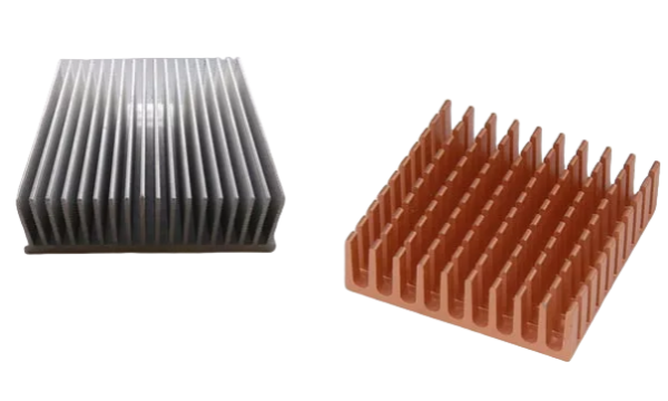 Comparison showing aluminum heat sinks can achieve similar cooling to copper with lighter weight and often lower cost